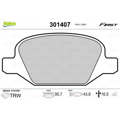 VALEO Sada brzdových destiček, kotoučová brzda 301407 – Zboží Mobilmania