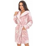 Dámský župan s kapucí Pamela růžový květovaný – Zboží Dáma