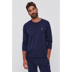 Ralph Lauren tričko s dlouhým rukávem Polo pánské tmavohladké 714844759002 modrá