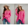 Dámský svetr a pulovr Fashionweek Luxusní svetr dámský s výstřihem do V NELI Růžový neon