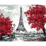 ZUTY Malování podle čísel EIFFELOVA VĚŽ A ČERVENÉ STROMY 40 x 50 cm – Sleviste.cz
