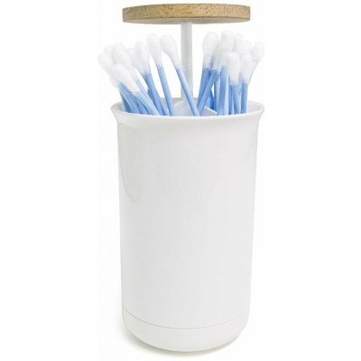 Balvi, Stojánek na vatové tyčinky Push&Up 26841 | bílý-dřevo – Zboží Dáma