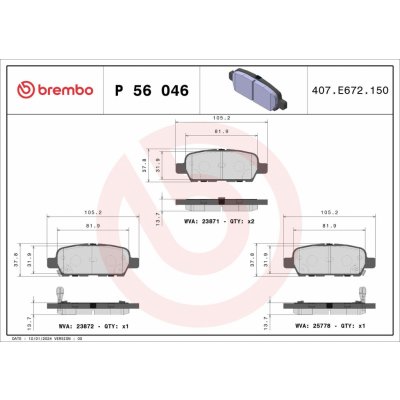 Sada brzdových destiček, kotoučová brzda BREMBO P 56 046 – Hledejceny.cz