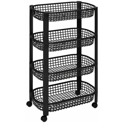 5five Simply Smart Basket Kuchyňský vozík na kolečkách plastový 46 5 × 25 5 × 79 cm černý – Zboží Dáma