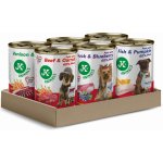 JK ANIMALS Premium Mix 60% Meat hovězí s mrkví kachní s borůvkami ryba s dýní zvěřina s mrkví krůtí s jablky 6 x 400 g – Sleviste.cz
