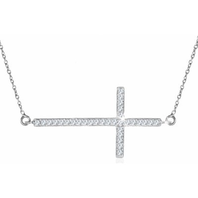 Šperky eshop ze stříbra čirý zirkonový kříž na jemném řetízku SP44.14 – Zbozi.Blesk.cz