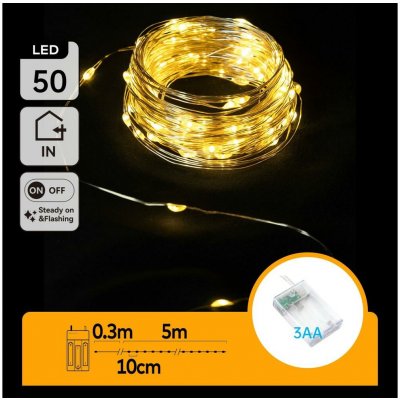 Aigostar B.V. Aigostar LED Vánoční řetěz 50xLED 3xAA 5,3m teplá bílá AI1307 – Zbozi.Blesk.cz