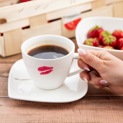 Florina Moss ecru porcelánový šálek na kávu a čaj s podšálkem 300 ml – Zboží Mobilmania