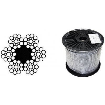 Lano ocelové 6x19S-FC, 6mm, Zn, cívka 100m – Hledejceny.cz