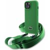 Pouzdro a kryt na mobilní telefon Apple Lacoste Iconic Petit Pique Crossbody Woven Logo iPhone 15 zelené