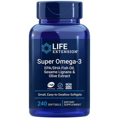 Life Extension Super Omega-3 EPA/DHA Fish Oil, Sesame Lignans & Olive Extract 240 kapslí – Hledejceny.cz