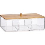 Berilo Kosmetický organizér se 3 přihrádkami Bambus Metakrylát 9,5 x 7 x 23,2 cm – Zboží Dáma