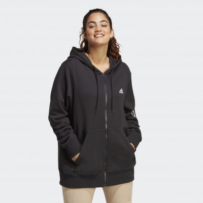 adidas Essentials Linear Full-Zip French Terry Hoodie bílo-černá – Zboží Mobilmania