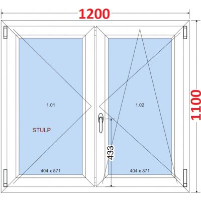 SMART Dvoukřídlé plastové okno 120x110, bez středového sloupku – Zboží Mobilmania