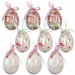 Clayre & Eef 9ks dekorace bílé závěsné vajíčko s květy Hello Spring Egg - Ø 5*8 cm – Hledejceny.cz