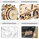 Robotime 3D dřevěné mechanické puzzle Parní lokomotiva 350 ks – Zboží Dáma