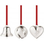 Georg Jensen Vánoční sada 3 ozdob 2025 Bell Ball Heart Palladium sběratelská edice, stříbrná barva, kov – Hledejceny.cz
