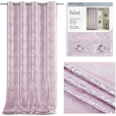 Závěs SILVERLEAVES barva pudrově růžová tištěný styl glamour stříbrné průchodky samet 140x245 Ameli – Hledejceny.cz