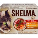 Shelma Bezobilné pro kočky 4 druhy masa 12 x 85 g