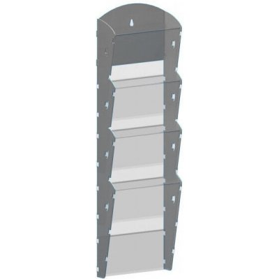 Corping Nástěnný plastový zásobník na prospekty - 1 x 4 A4, šedý – Zboží Dáma