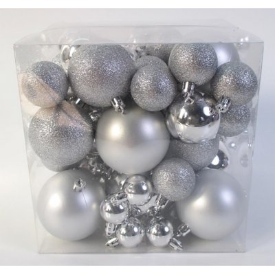 Ozdoby plastové barva stříbrná mix velikostí cena za 1 62 ks VAK123-SIL – Zboží Mobilmania