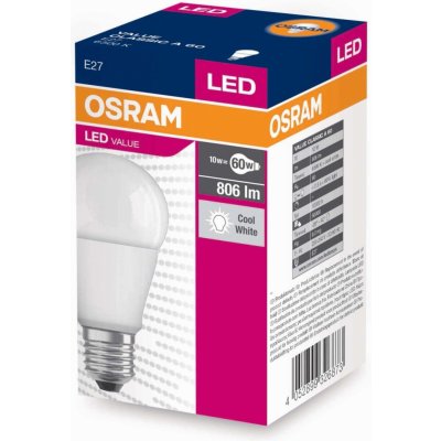 Osram LED žárovka VALUE Classic 9 W A60 studená bílá – Hledejceny.cz