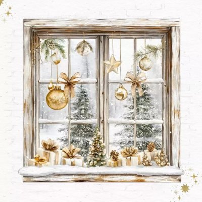 ti-flair Ubrousek 33x33cm Vánoční okno vyzdobené do zlata – Zboží Dáma