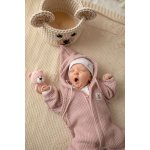 Svetrová kombinéza pro miminko z bavlny s kapucí Růžová – Zboží Dáma