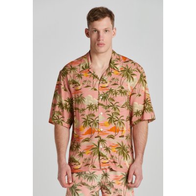 Gant košile rel viscose Hawaii print SS shirt růžová – Zboží Mobilmania