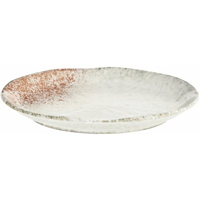 MADAM STOLTZ keramický talíř White/Orange 27 cm krémová keramika