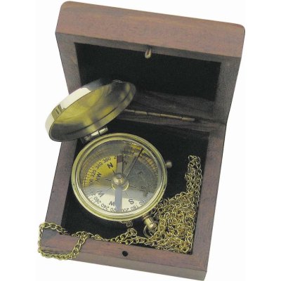 SEA Club Kompas na řetízku mosaz v dřevěné krabičce průměr 5 cm 8228B – Zboží Mobilmania