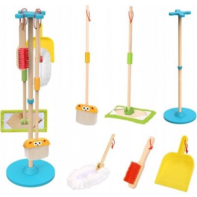 Tooky Toy barevná dřevěná úklidová sada 6 dílů pro děti – Zboží Mobilmania