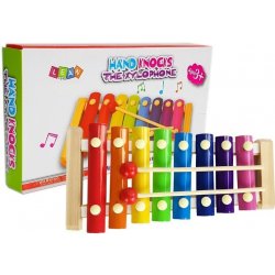 Mamido Dřevěný barevný xylofon s paličkami