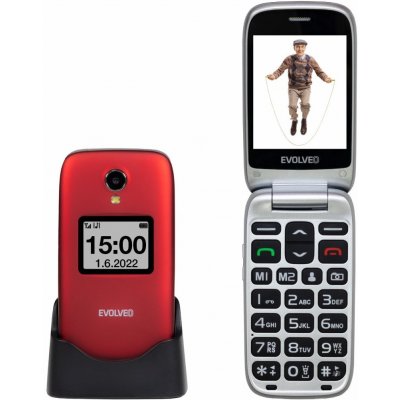 EVOLVEO EasyPhone FS, vyklápěcí mobilní telefon 2.8" pro seniory s nabíjecím stojánkem (červená barv EP-771-FSR – Hledejceny.cz