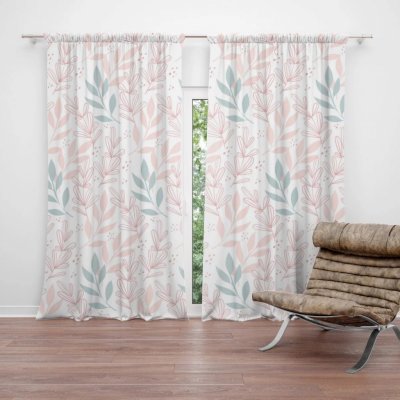 Závěsy Růžové a modré lístky: 2 ks - 140x250 cm - Sablio – Hledejceny.cz