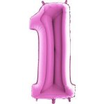 Grabo Nafukovací balónek číslo 1 růžový 102 cm extra velký – Sleviste.cz