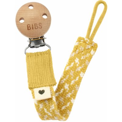 Bibs Paci Braid klip na dudlík mustard ivory cloud