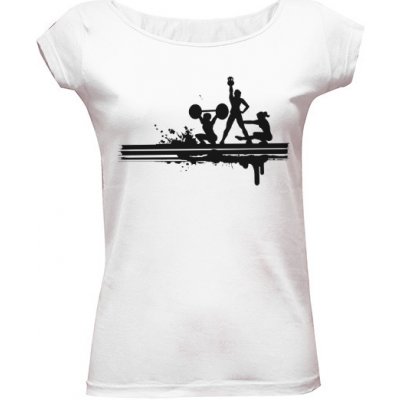 Tričko s potiskem cvičení bílá – Zboží Dáma