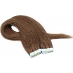40cm tape hair pravé lidské vlasy středně hnědá – Zboží Dáma