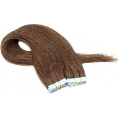 40cm tape hair pravé lidské vlasy středně hnědá – Zboží Dáma