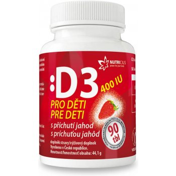 Nutricius Vitamín D3 pro děti 400IU jahoda 90 tablet