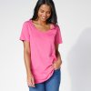 Dámská Trička Blancheporte Jednobarevné tričko s kulatým výstřihem eco-friendly růžová