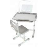 KIK KX2974 Nastavitelný dětský psací stůl s židlí a LED lampou, bílošedý – Sleviste.cz
