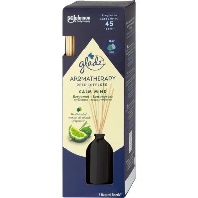 Glade Vonné tyčinky s vůní bergamotu a citronové trávy Aromatherapy Reed Calm Mind 80 ml – Zboží Mobilmania