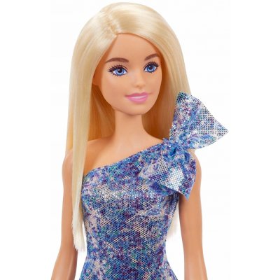 Mattel Barbie GRB32 Stylová blondýnka v lesklých modrých šatech – Zbozi.Blesk.cz