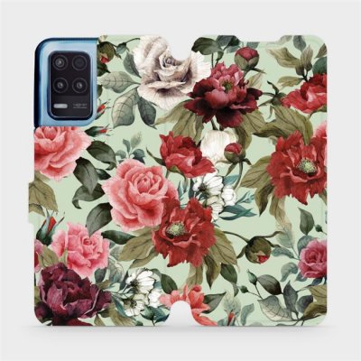 Mobiwear - Realme 8 5G - MD06P Růže a květy na světle zeleném pozadí – Zboží Živě