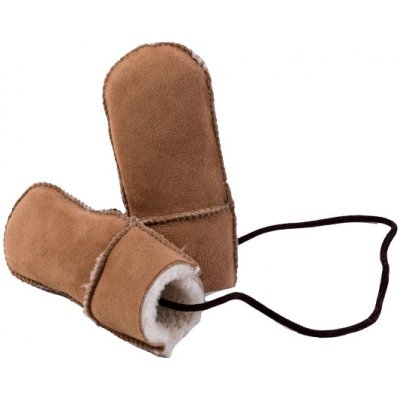 BabičkaOvečková.cz Rukavičky pro batolata s ovčí vlnou a jehněčí kožešinou světle hnědá – Zboží Dáma