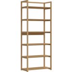 Dřevěná knihovna do obýváku Ludza, 6 polic, přírodní dub, skandinávský styl, Actona, 80 cm – Hledejceny.cz