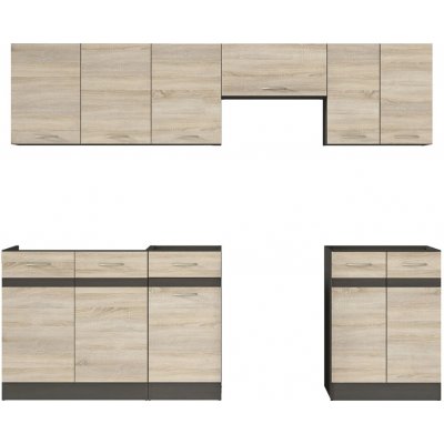 Kuchyňská linka Junona Line 240 cm s pracovní deskou Wenge / Dub Sonoma K24-JUNONA_MODUL_WER_2/240_ZBL Black Red White – Hledejceny.cz
