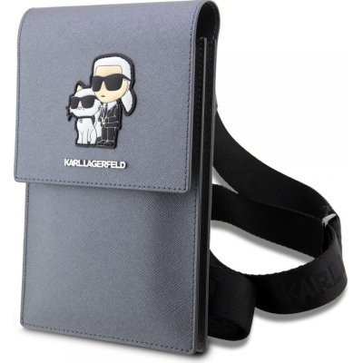 Pouzdro Karl Lagerfeld Saffiano Metal Logo NFT Wallet Phone Bag stříbrné – Zboží Mobilmania